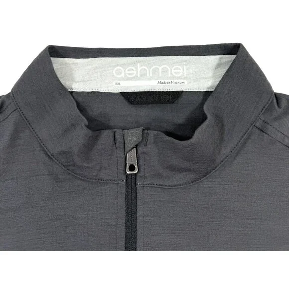 Ashmei Merino Carbon Jersey Mens Sz 2XL Gray Full Zip Short Sleeve Cycling Bike